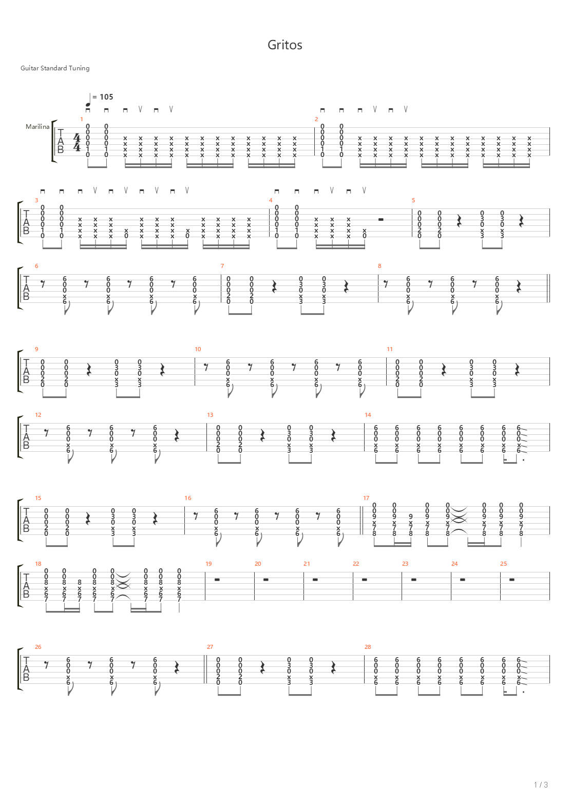 Gritos吉他谱