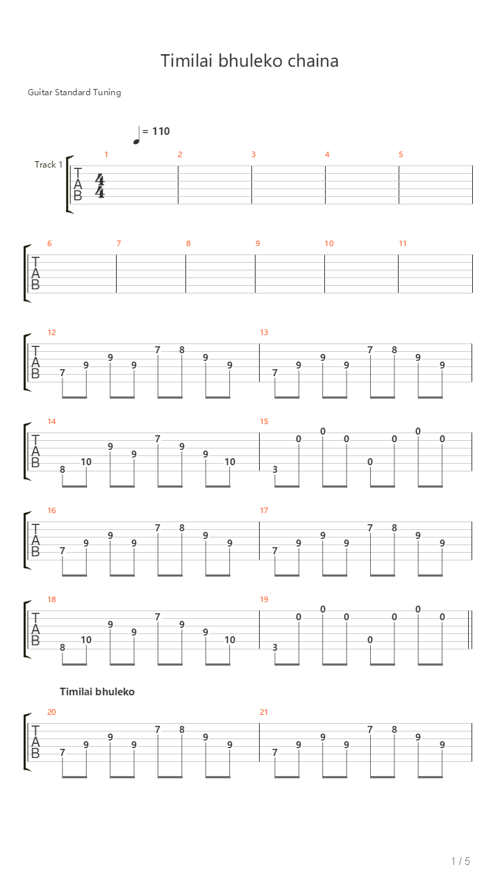 Timilai Bhuleko Chaina吉他谱