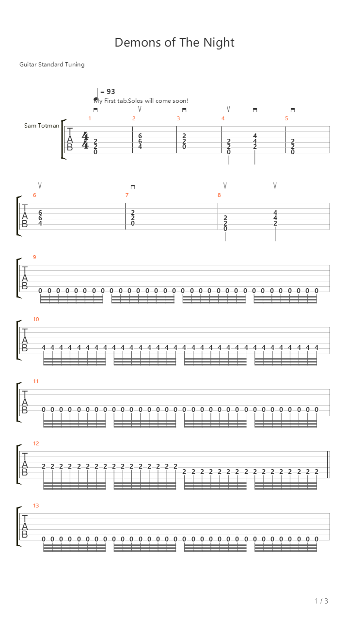 Demons Of The Night吉他谱
