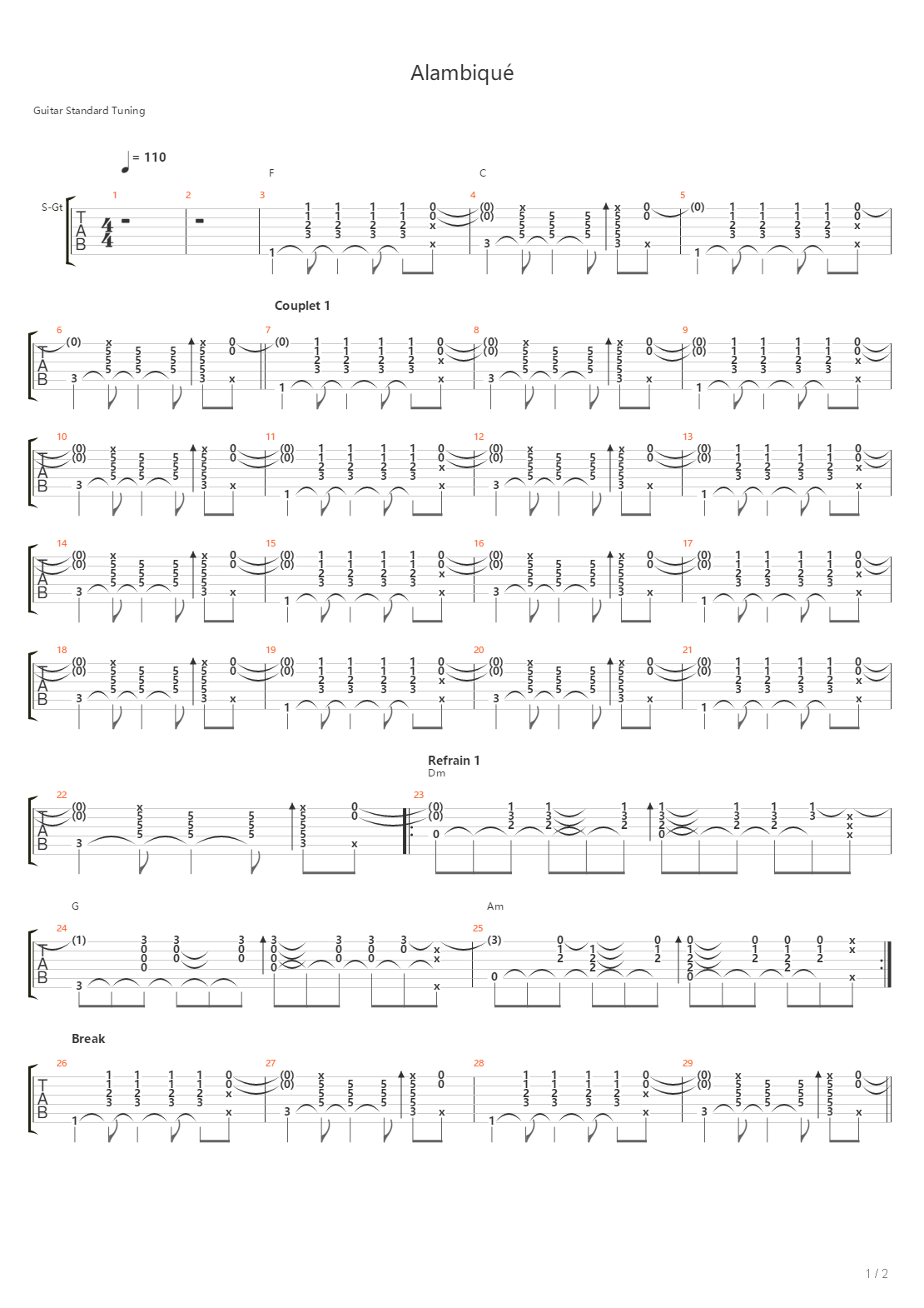 Alambiqu吉他谱