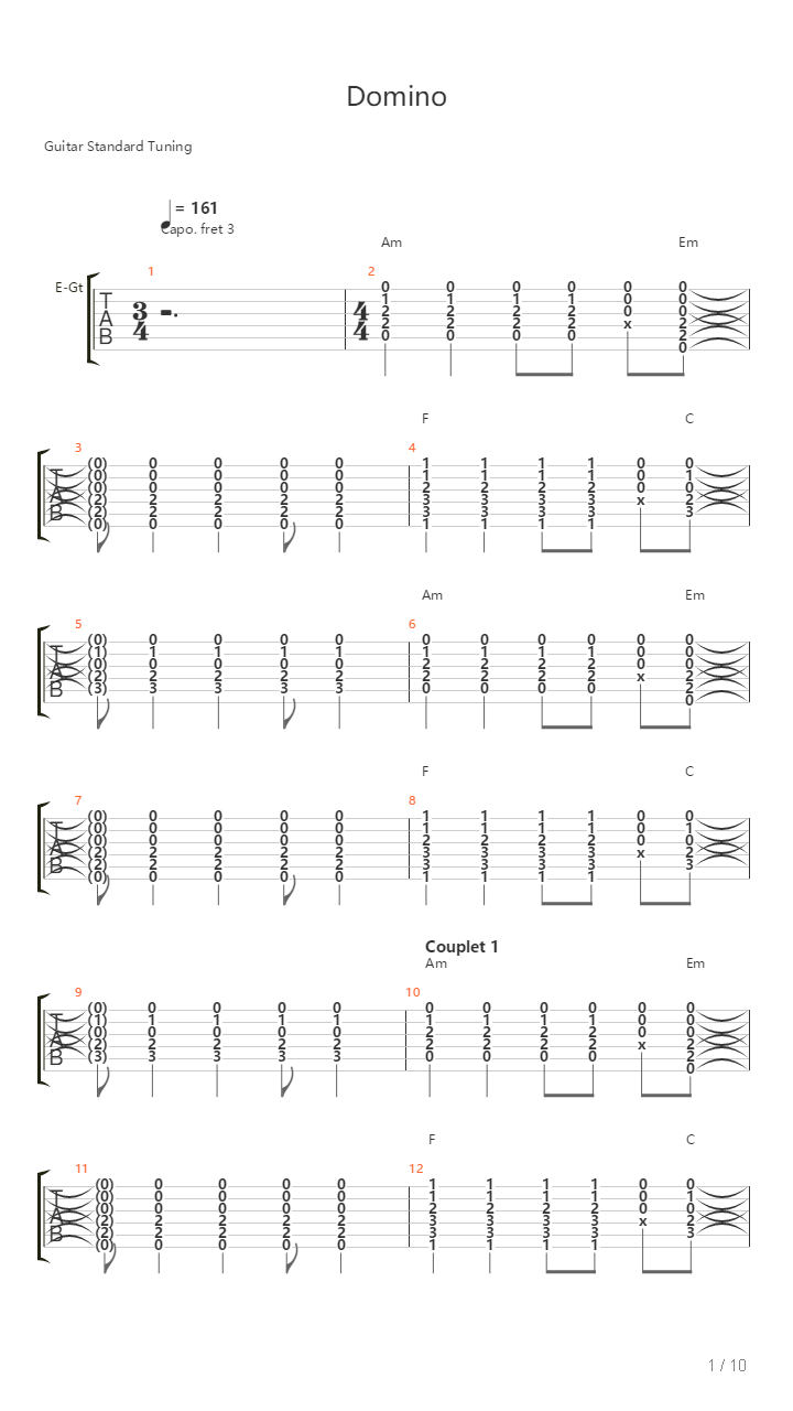 Domino吉他谱