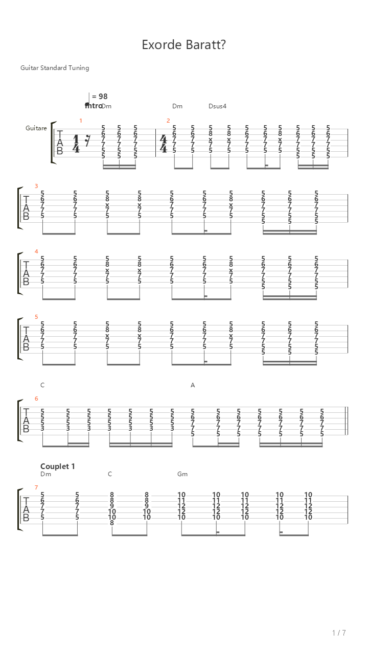 Exorde Barrate吉他谱