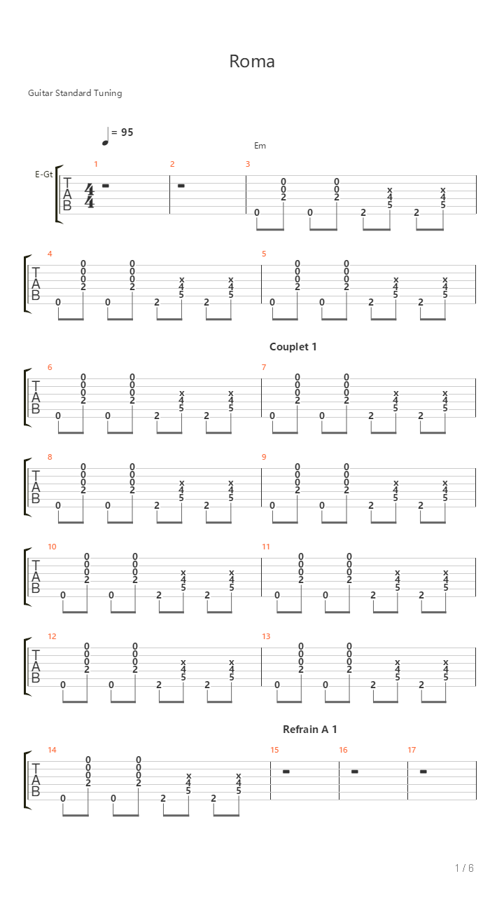 Roma吉他谱