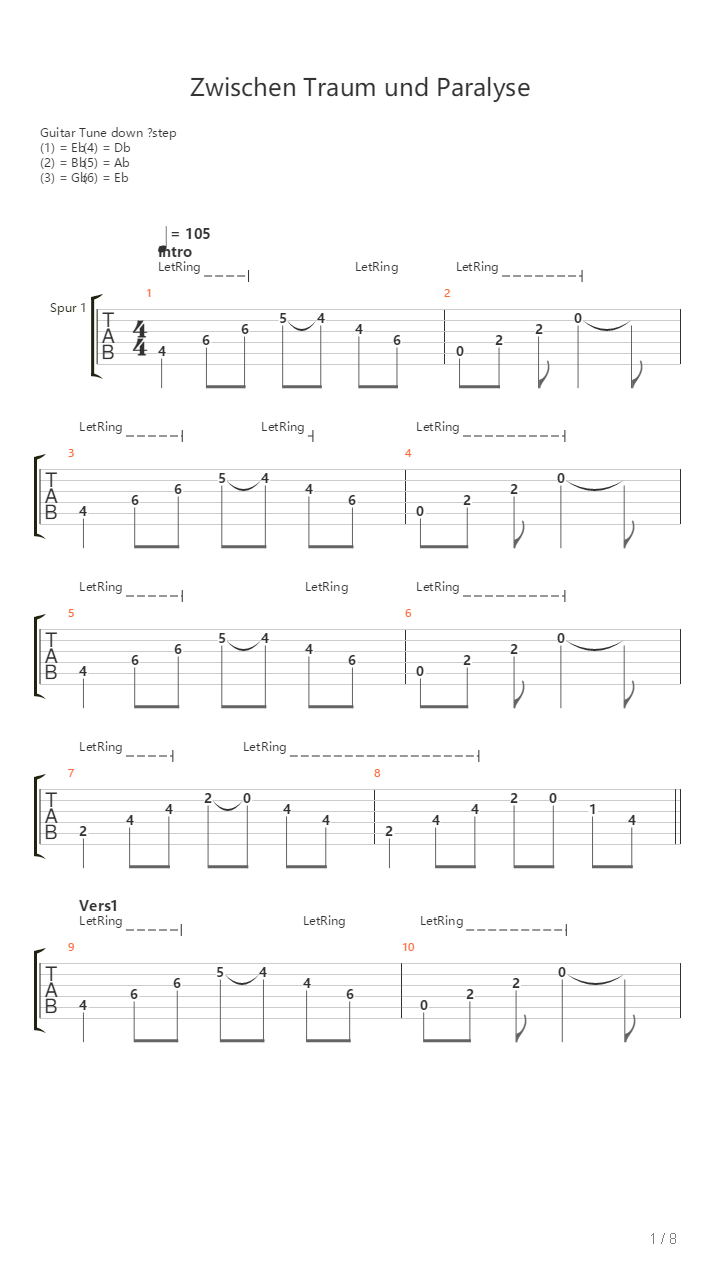 Zwischen Traum Und Paralyse吉他谱