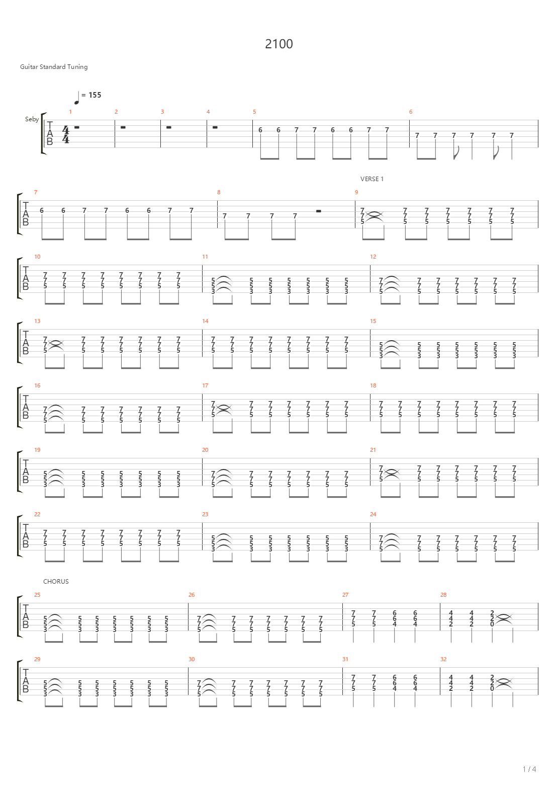 2100吉他谱