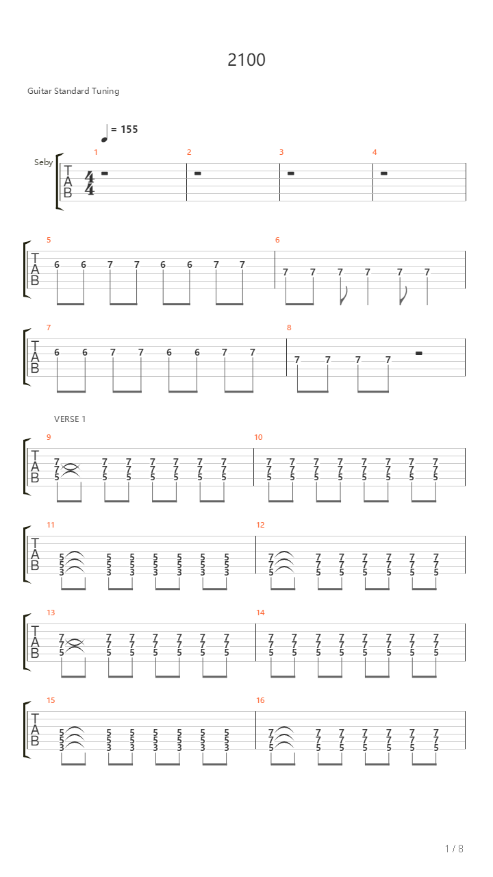 2100吉他谱