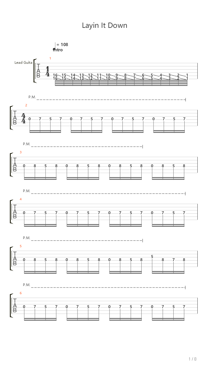 Layin It Down吉他谱