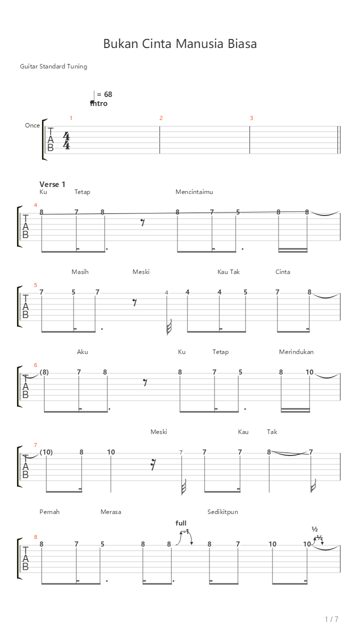 Bukan Cinta Manusia Biasa吉他谱