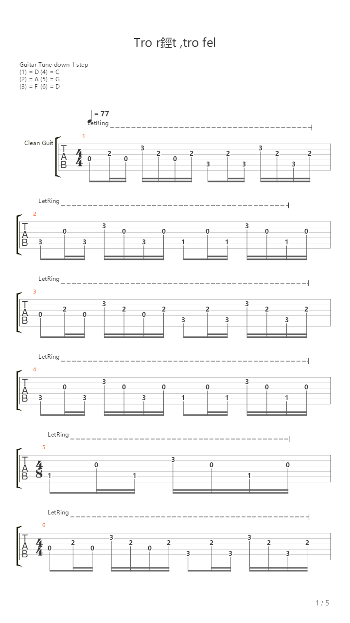 Tro Rtt Tro Fel吉他谱