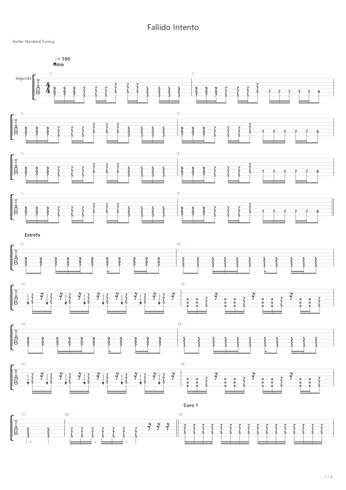 Fallido Intento吉他谱