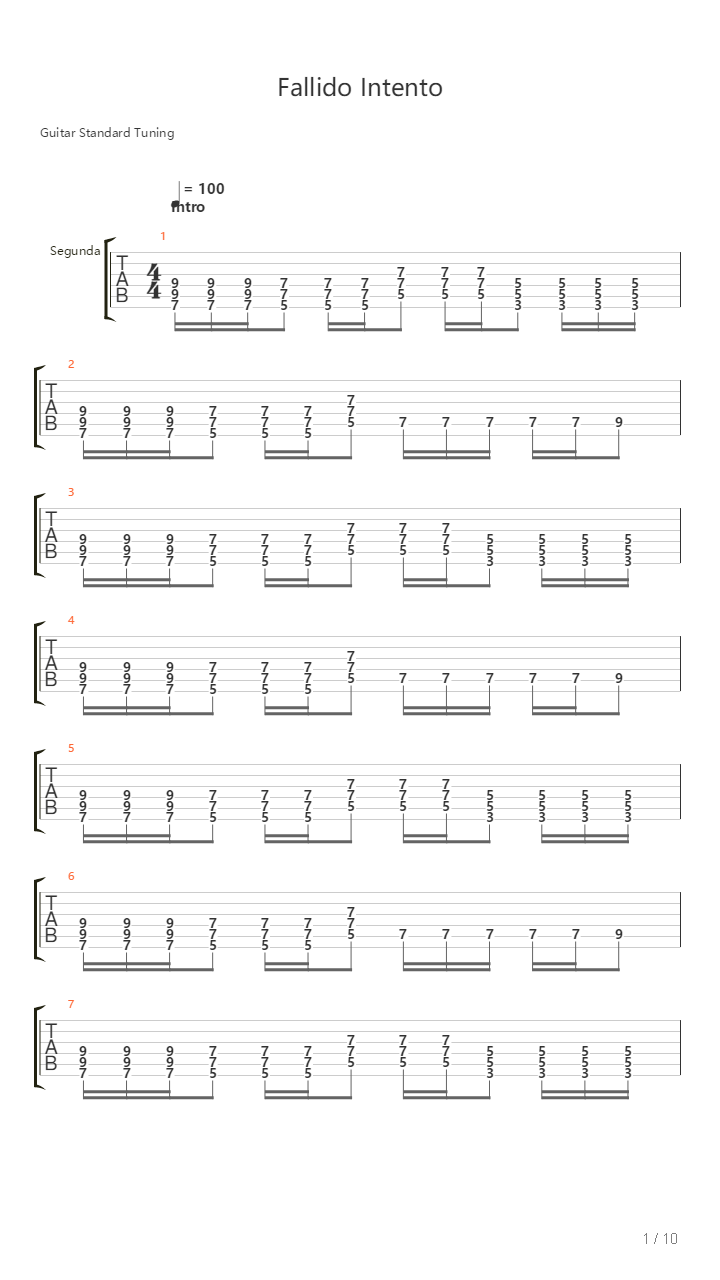 Fallido Intento吉他谱