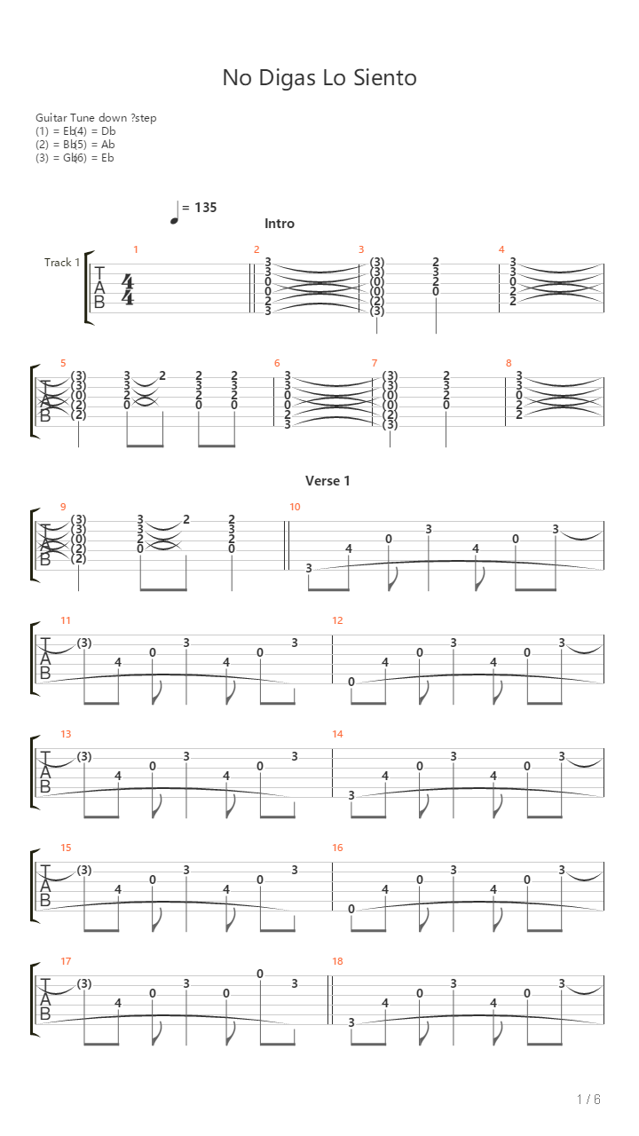No Digas Lo Siento吉他谱
