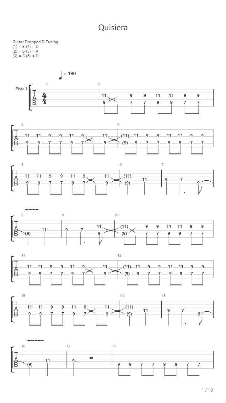Quisiera吉他谱