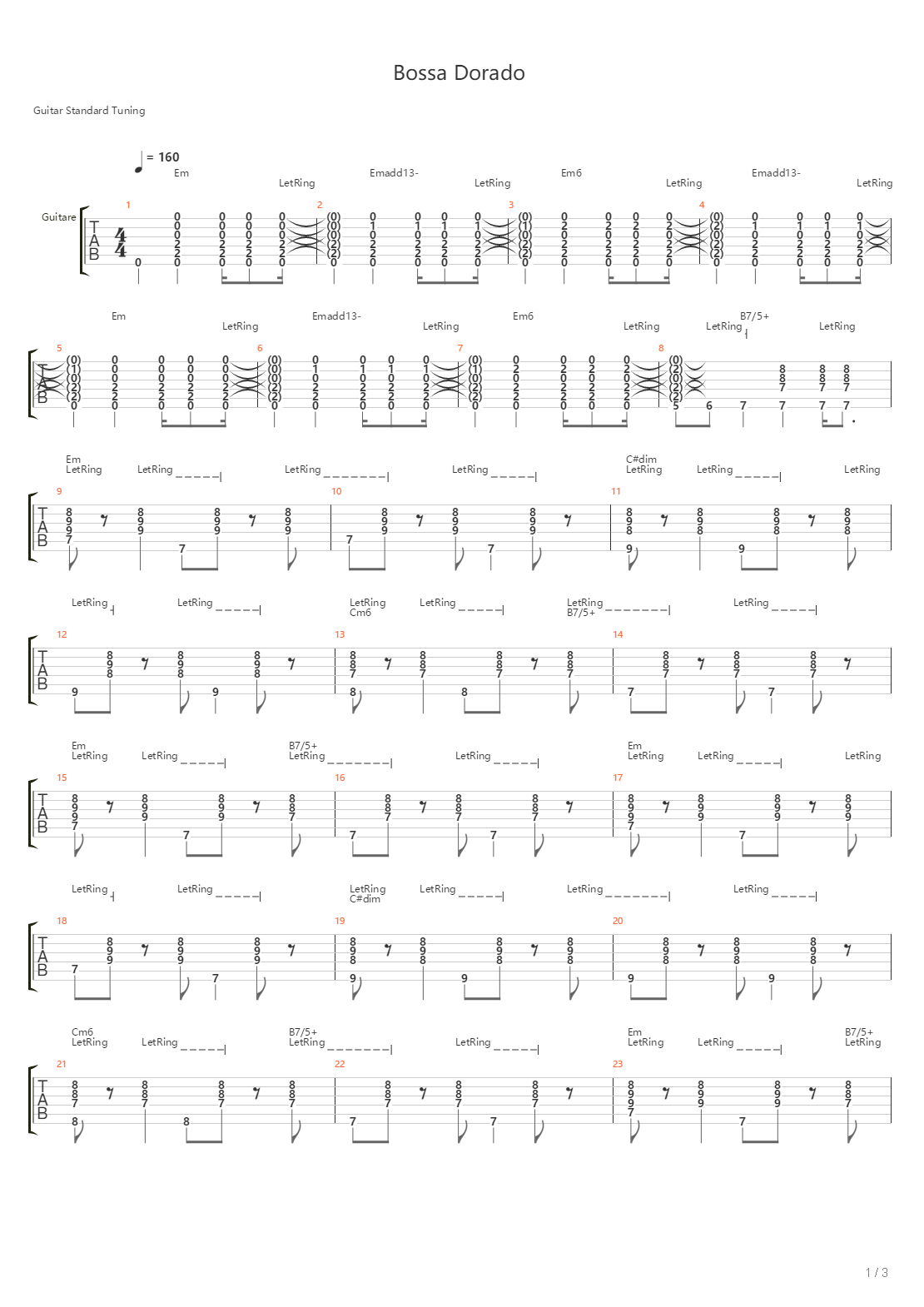 Bossa Dorado吉他谱