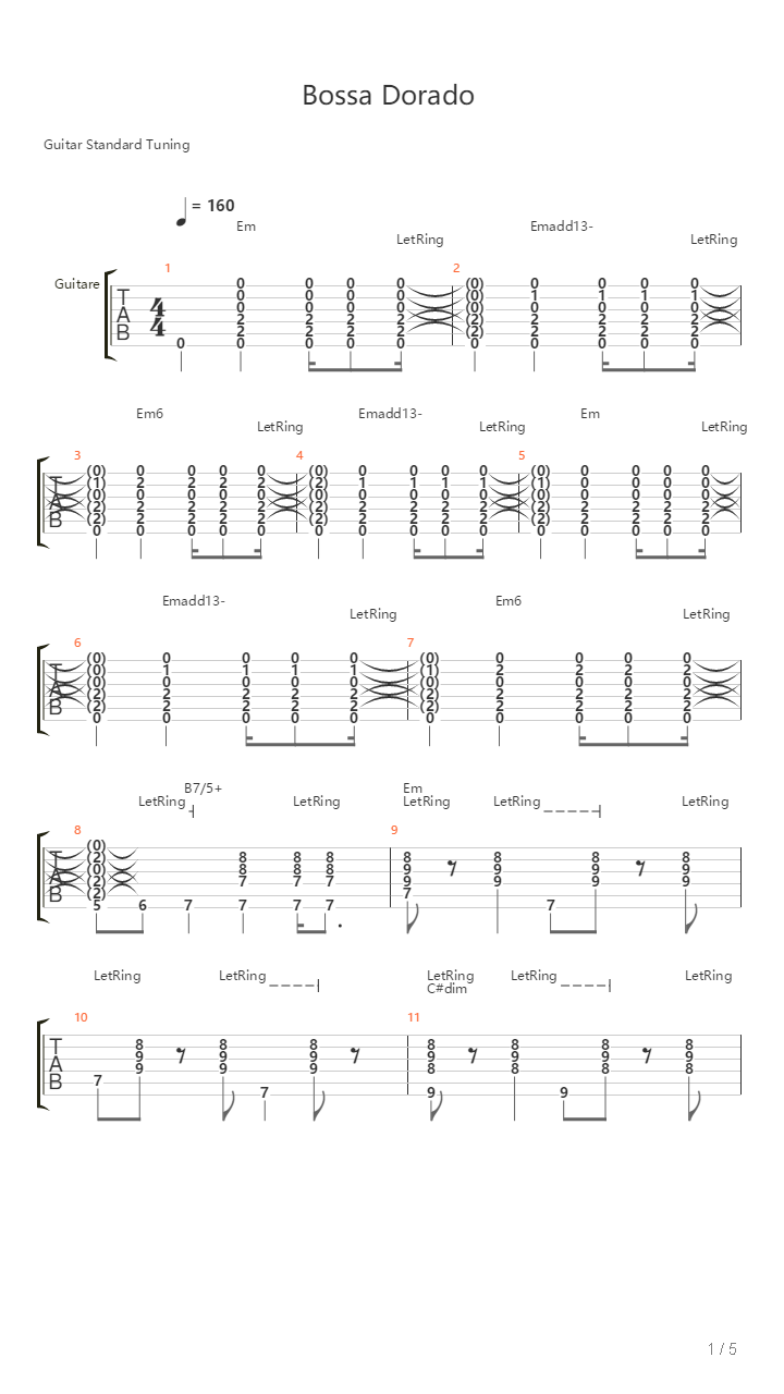 Bossa Dorado吉他谱