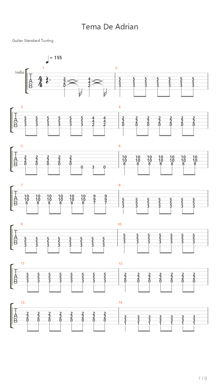 Tema De Adrian吉他谱