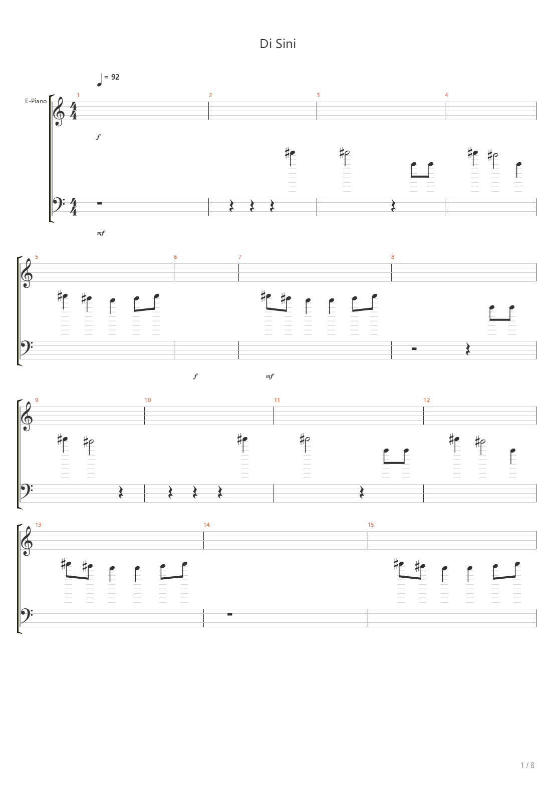 Di Sini吉他谱