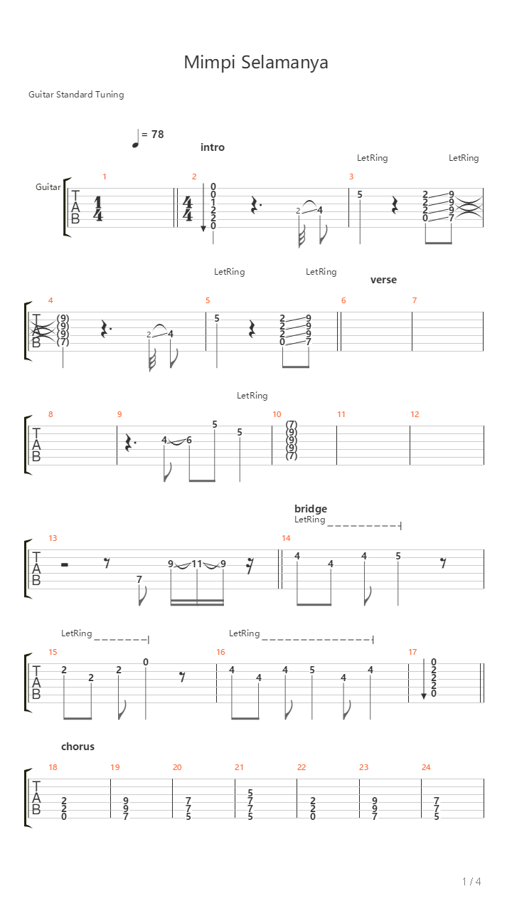 Mimpi Selamanya吉他谱