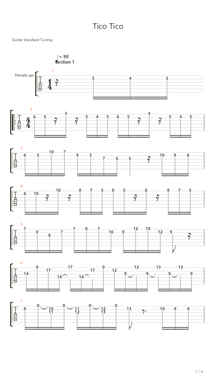 Tico Tico吉他谱