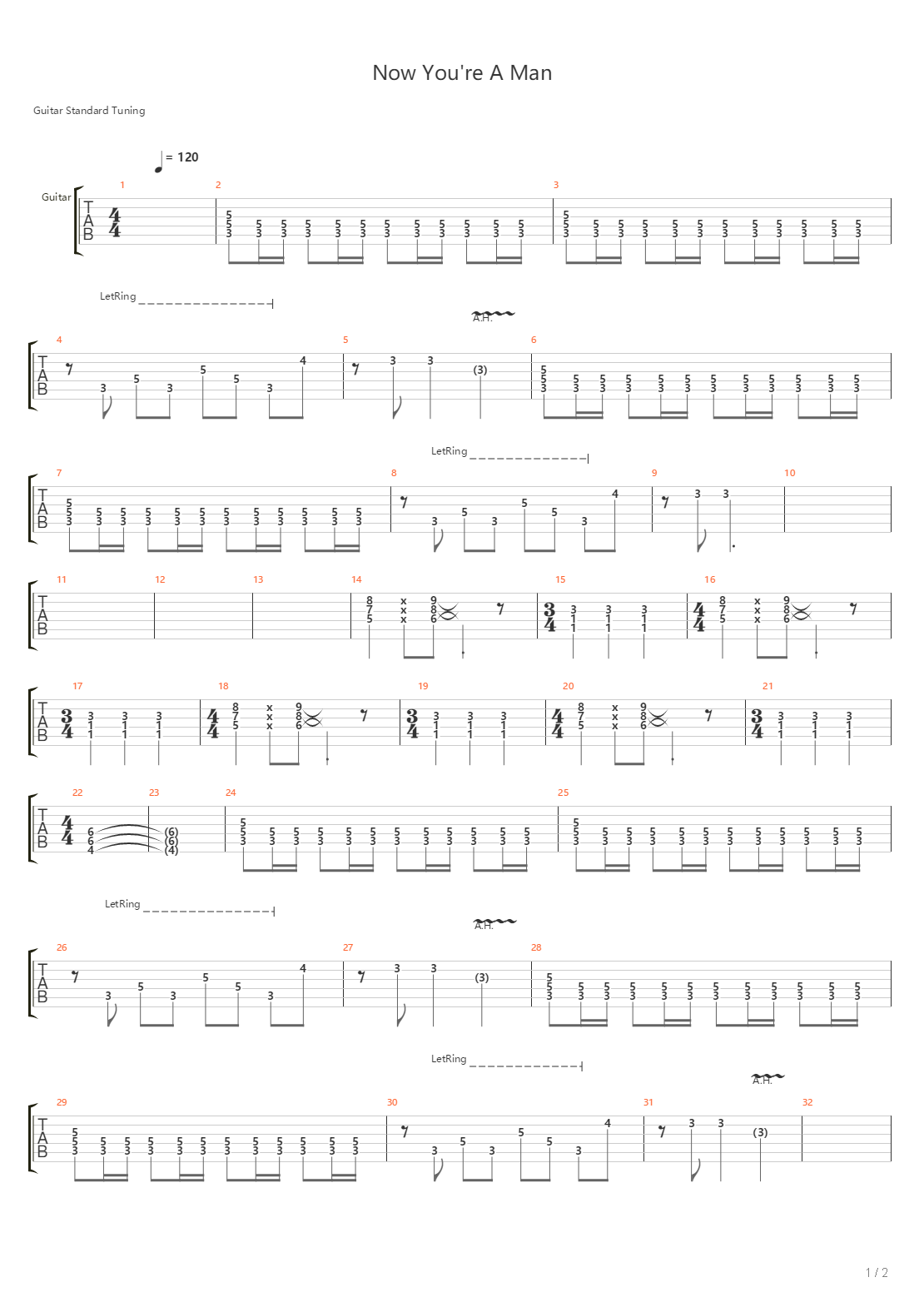 Now Youre A Man吉他谱