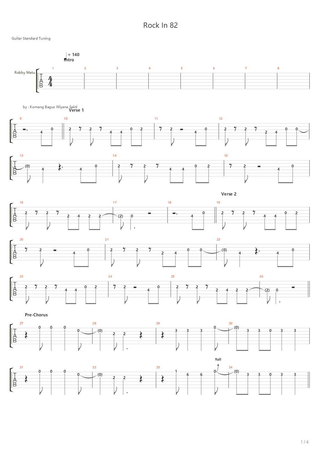 Rock In 82吉他谱