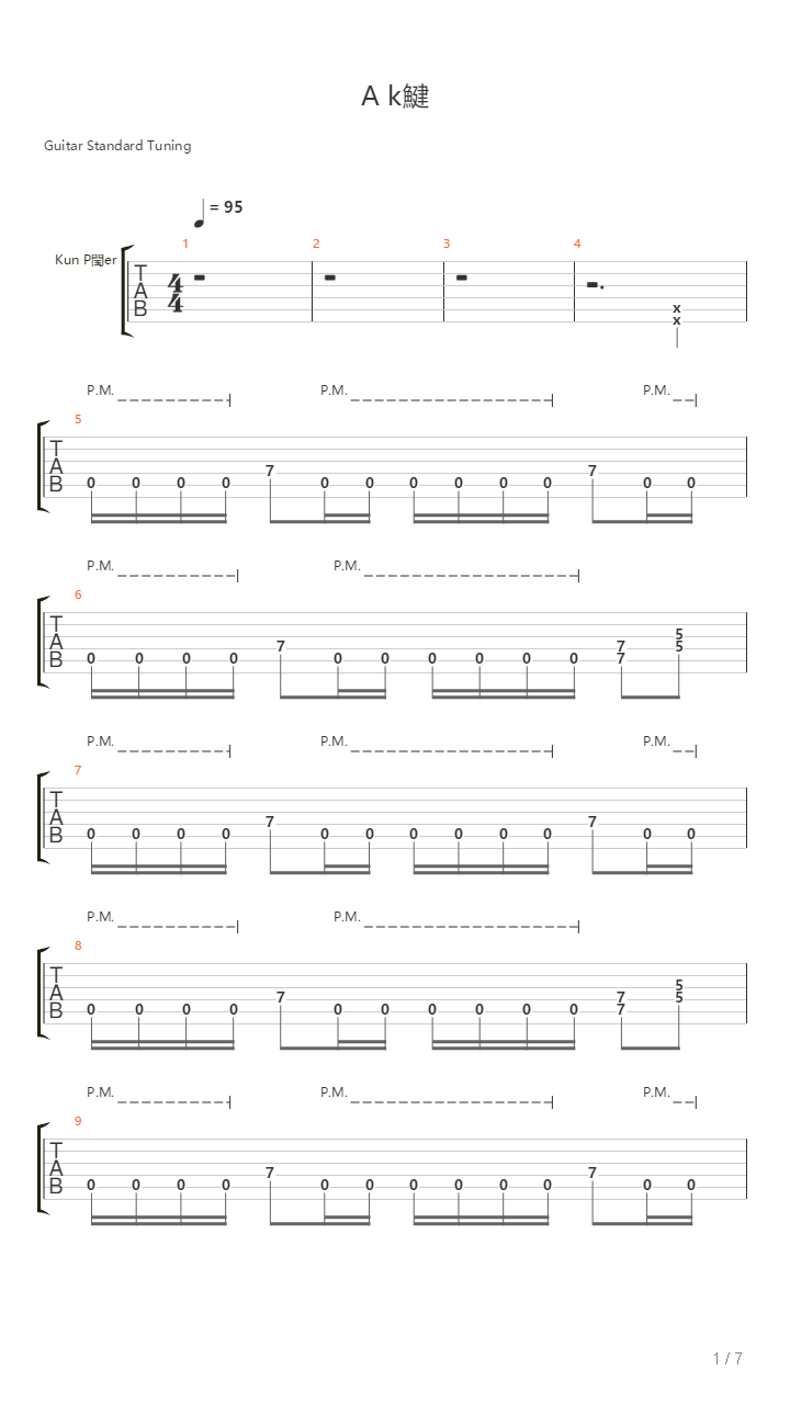 A Kor吉他谱