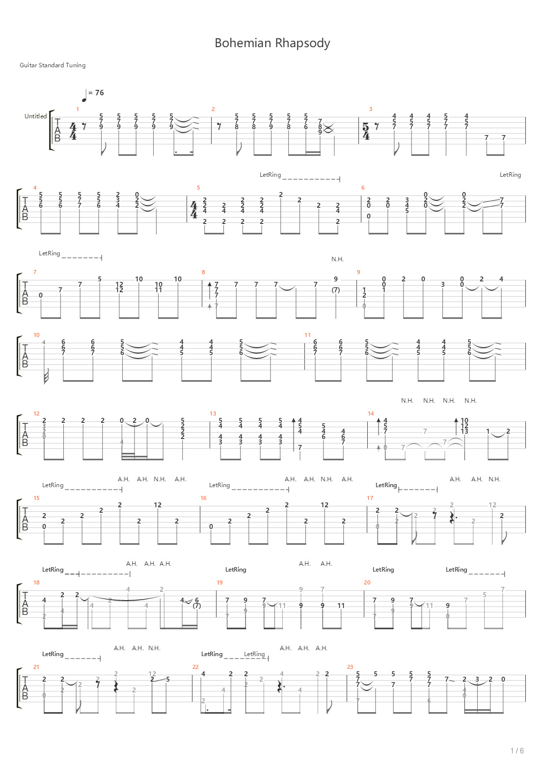 Bohemian Rhapsody吉他谱