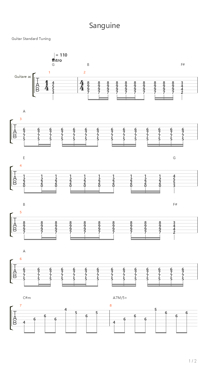 Sanguine吉他谱