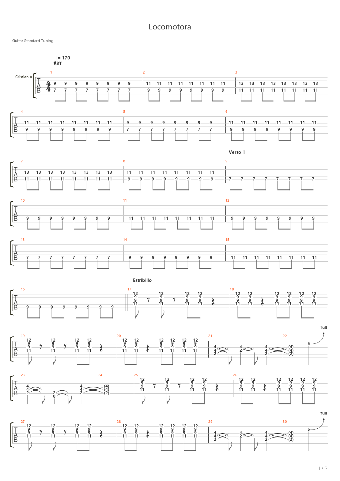 Locomotora吉他谱