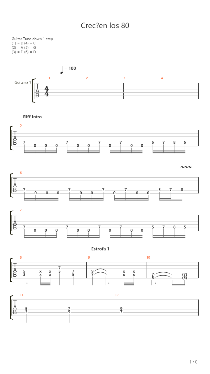 Creci En Los 80吉他谱