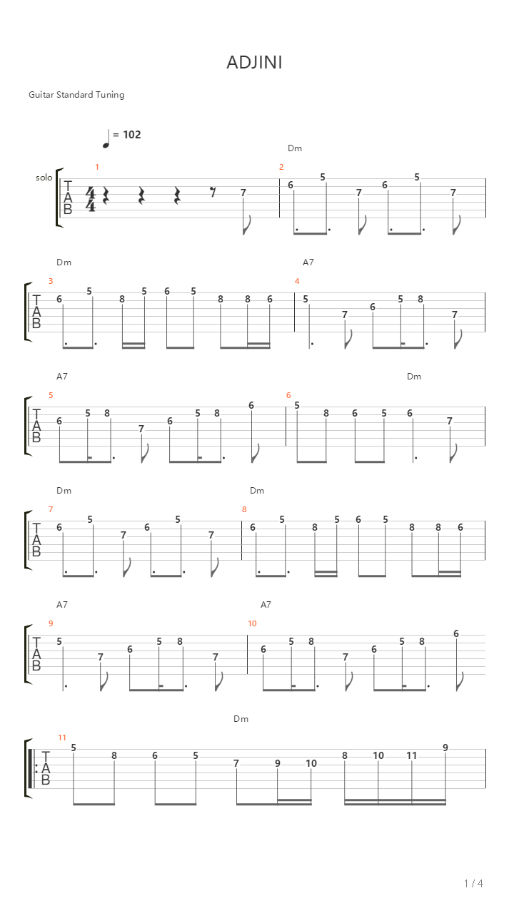 Adjini吉他谱