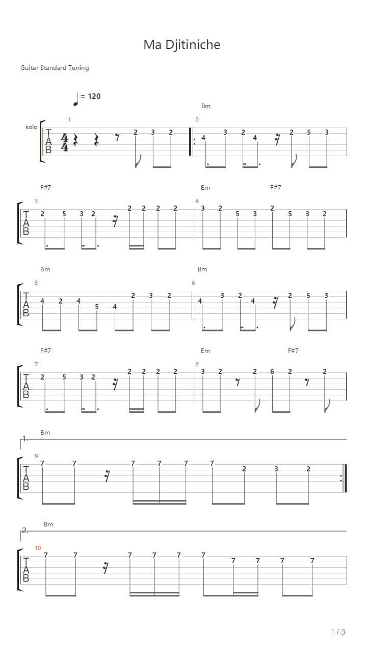 Ma Djitiniche吉他谱