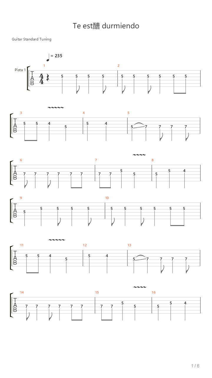 Te Ests Durmiendo吉他谱