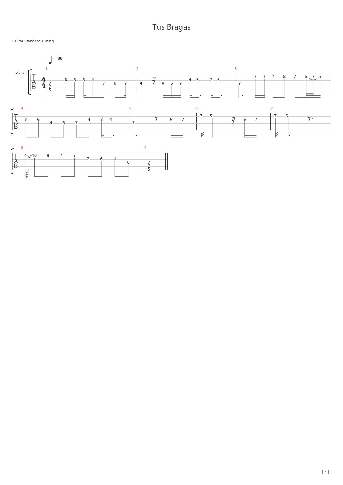 Tus Bragas吉他谱