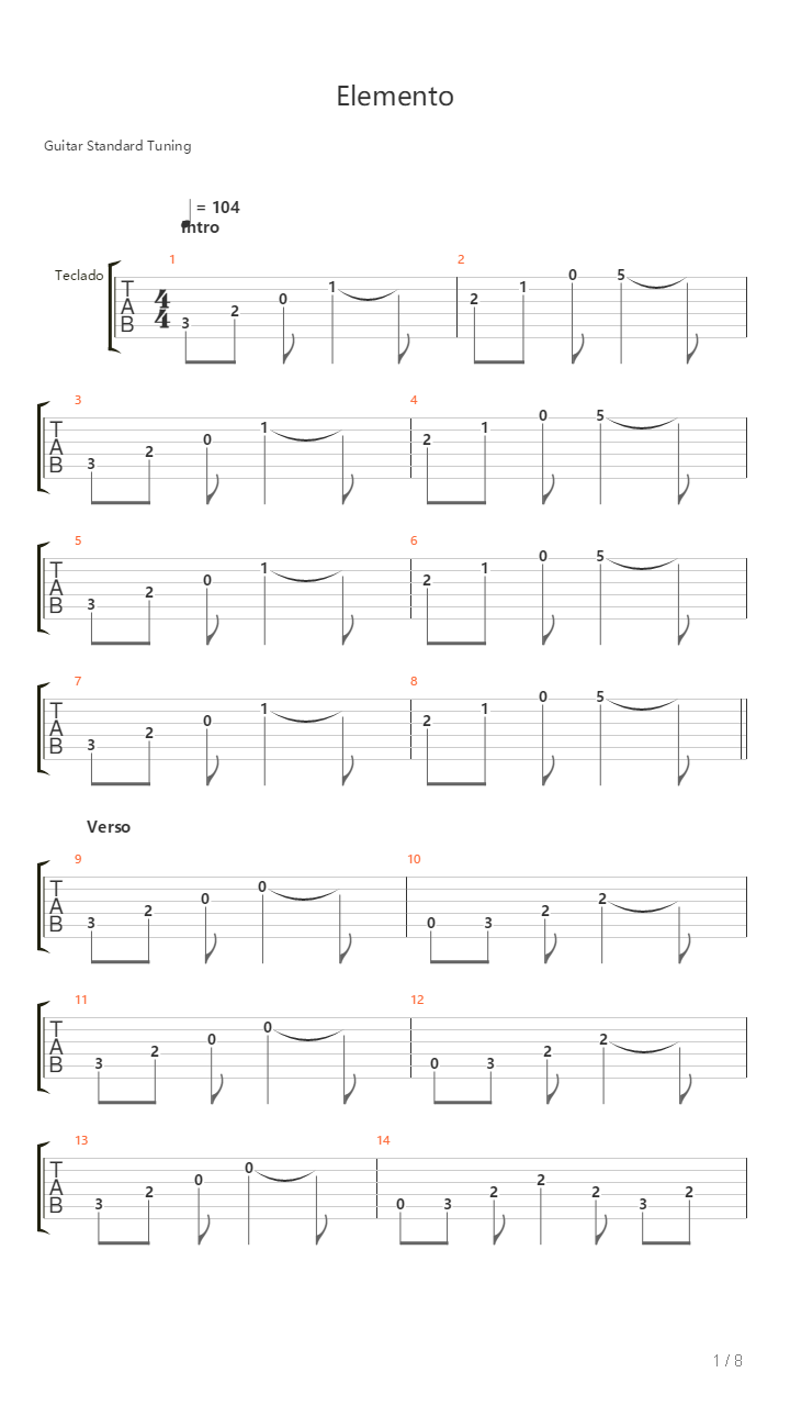 Elemento吉他谱