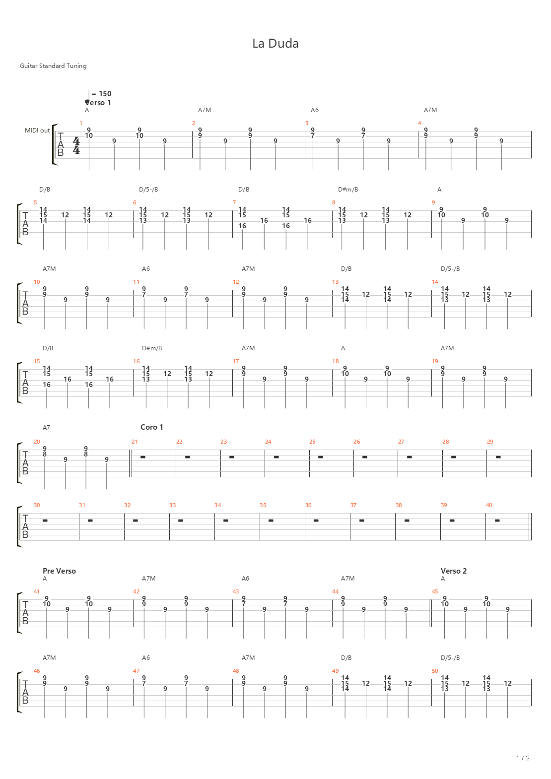 La Duda吉他谱