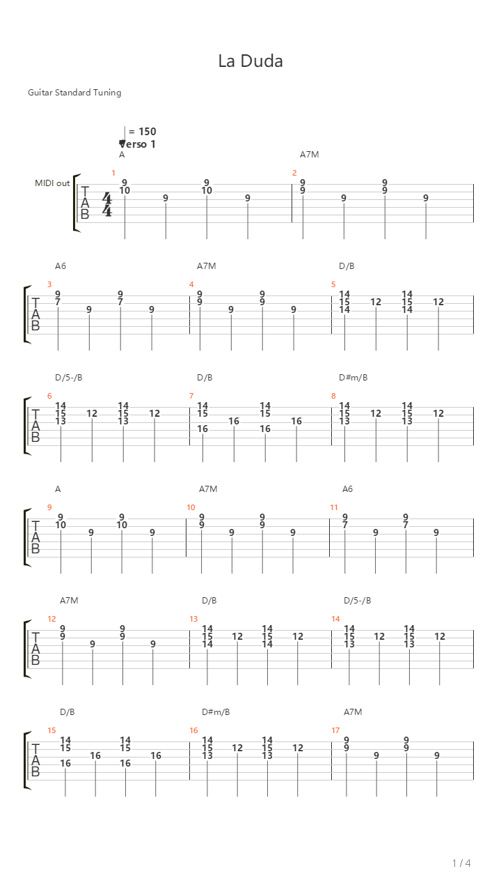 La Duda吉他谱