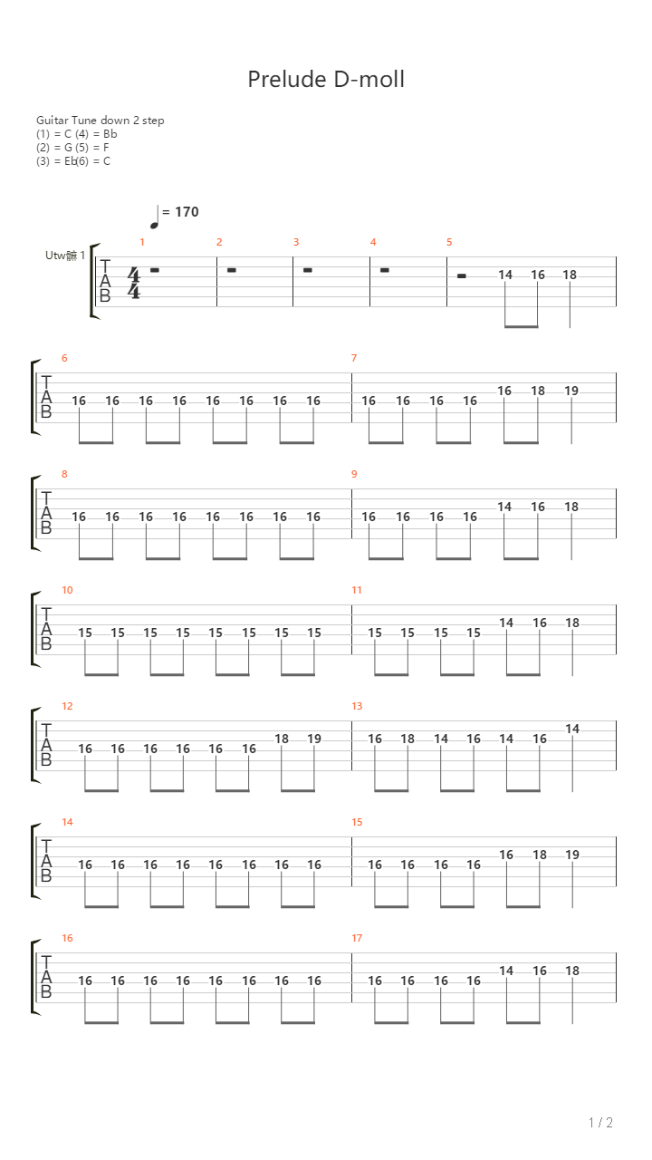 Prelude D-moll吉他谱