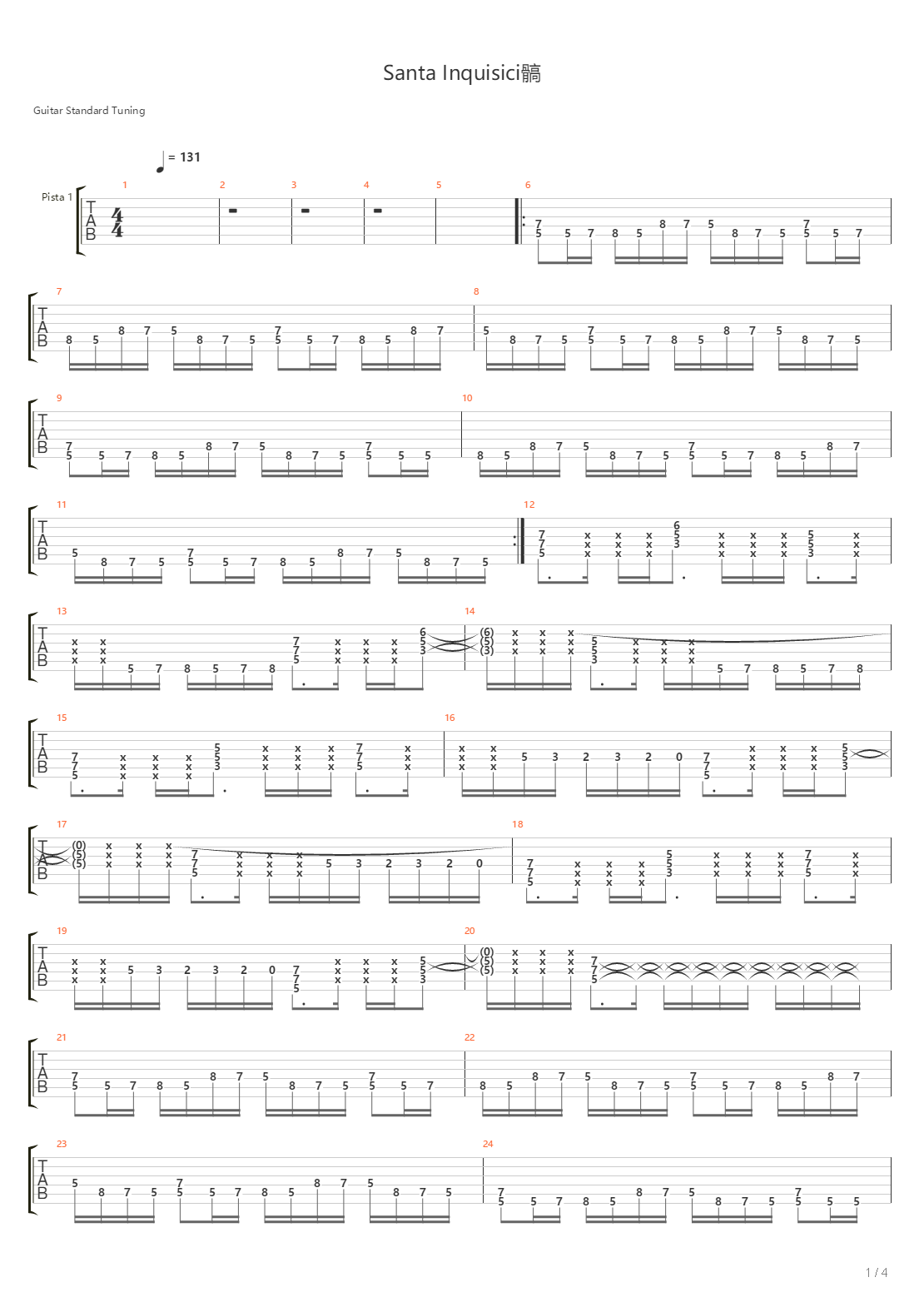 Santa Inquisicion吉他谱