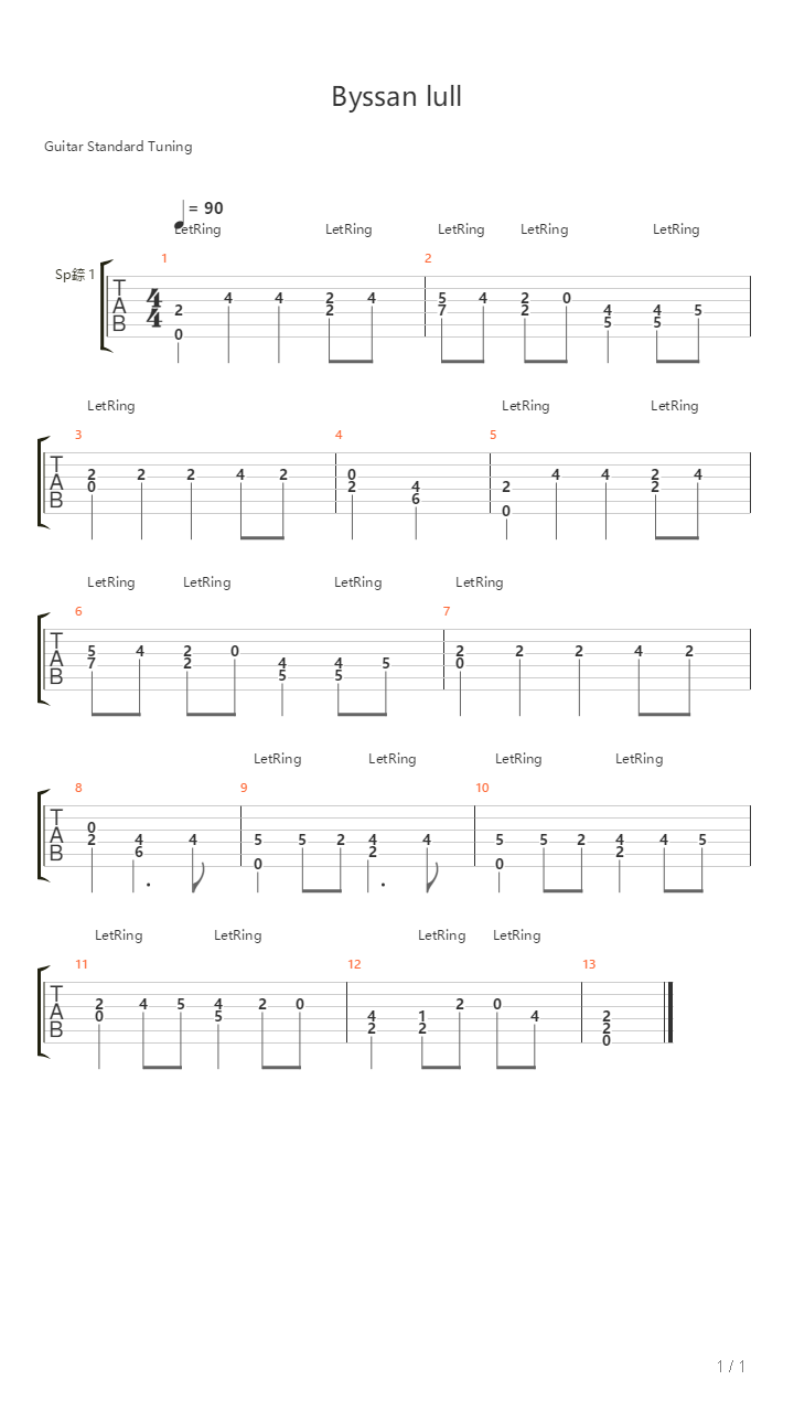 Byssan Lull吉他谱
