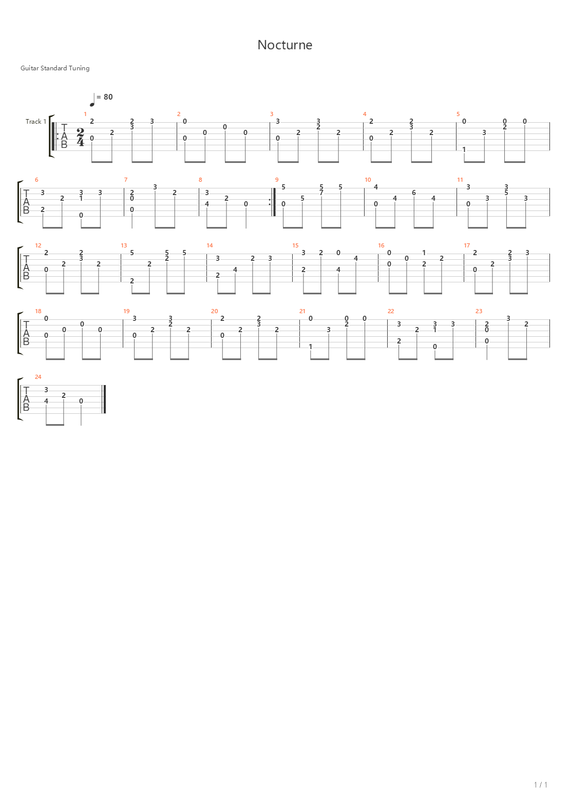 Nocturne吉他谱