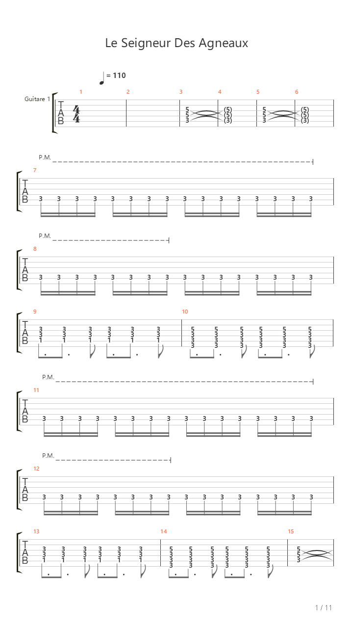 Le Seigneur Des Agneaux吉他谱