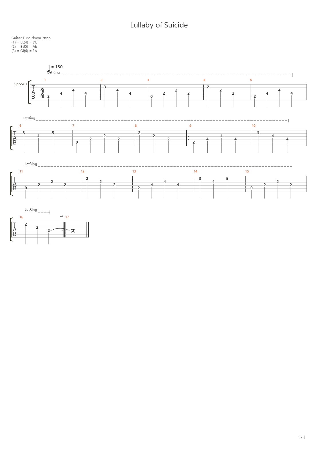 Lullaby Of Suicide吉他谱
