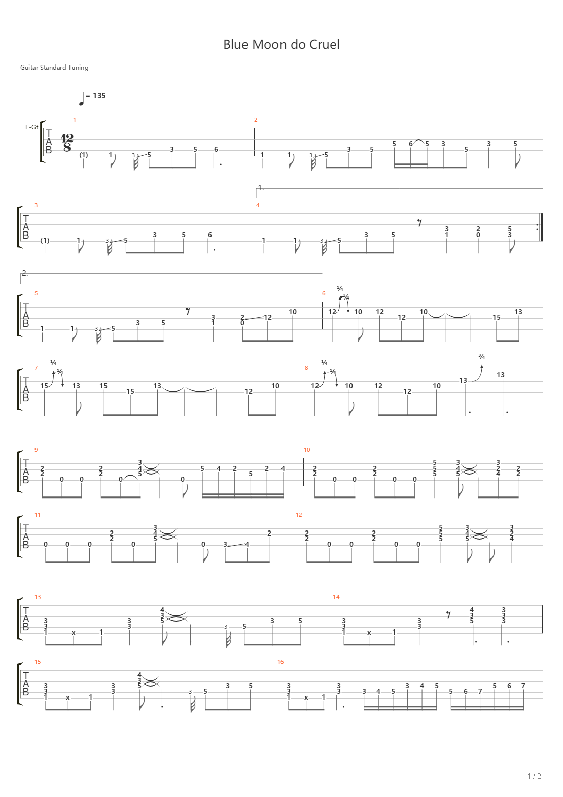 Blue Moon Do Cruel吉他谱