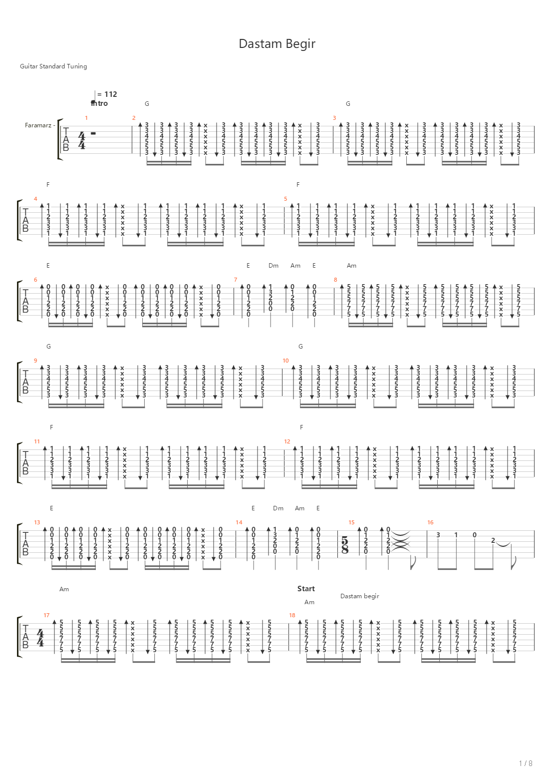Dastam Begir吉他谱