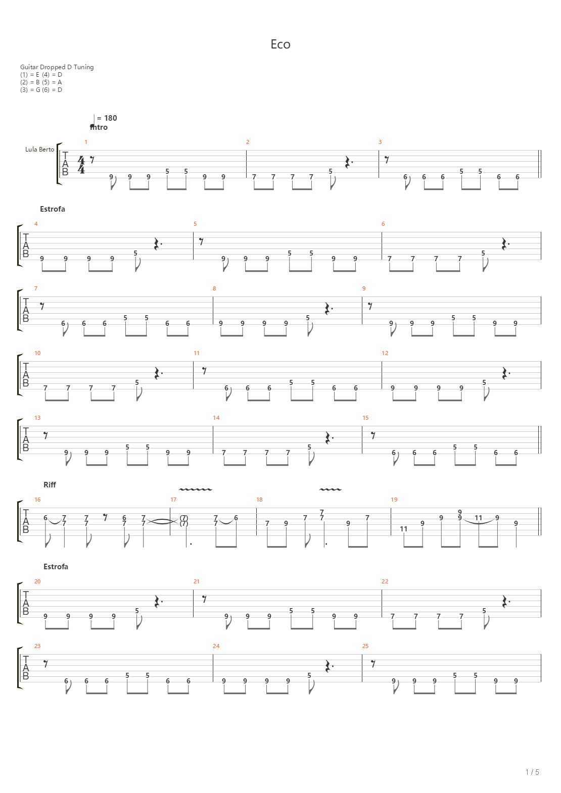 Eco吉他谱