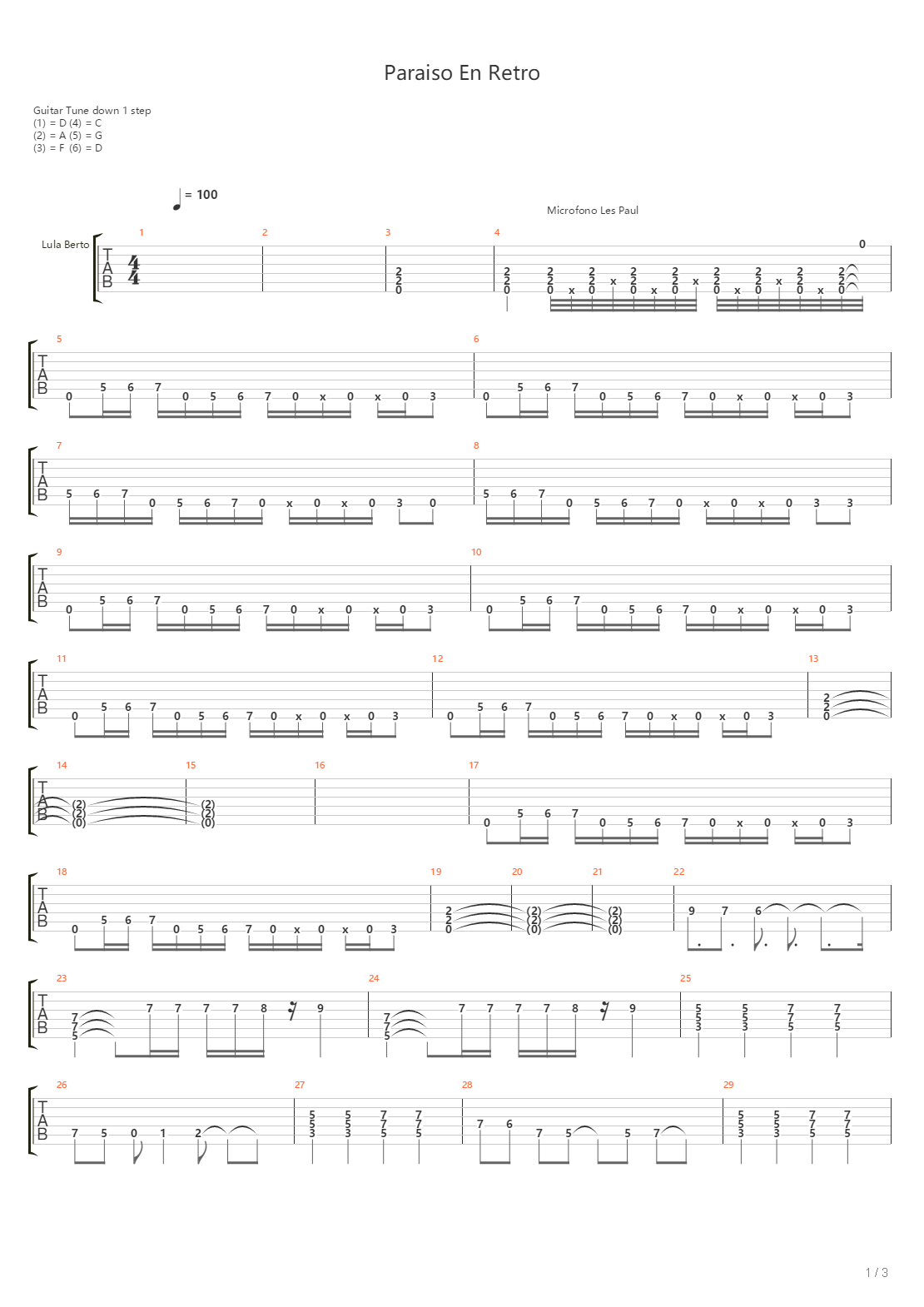 Paraiso En Retro吉他谱