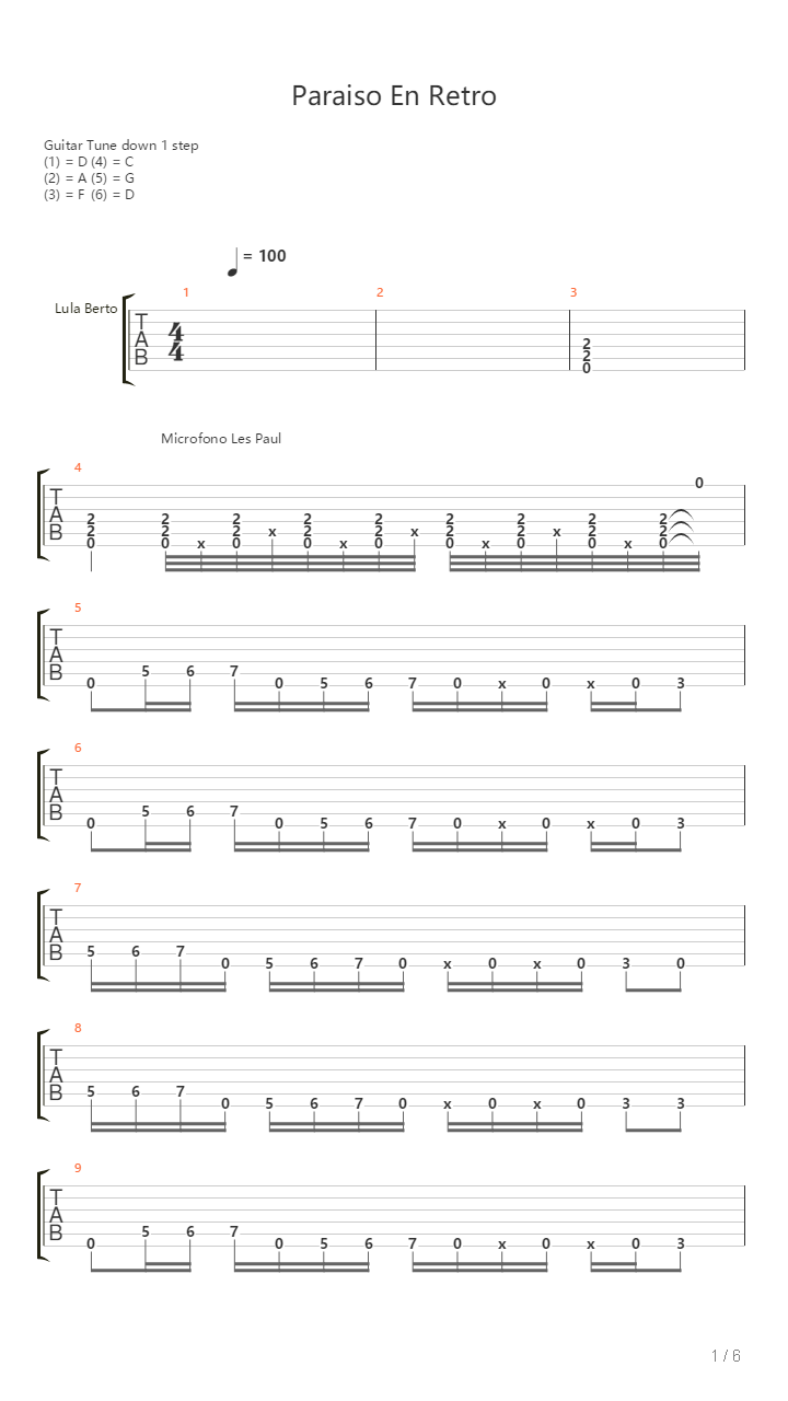 Paraiso En Retro吉他谱