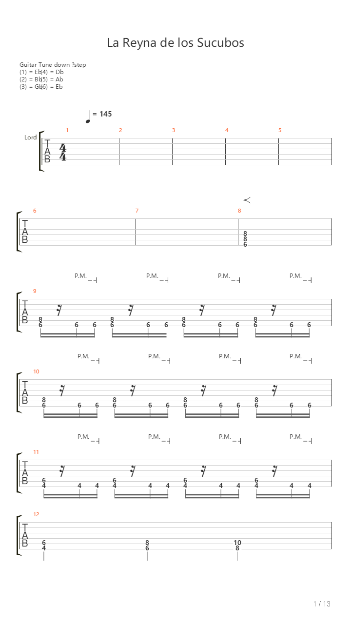 La Reyna De Los Sucubos吉他谱