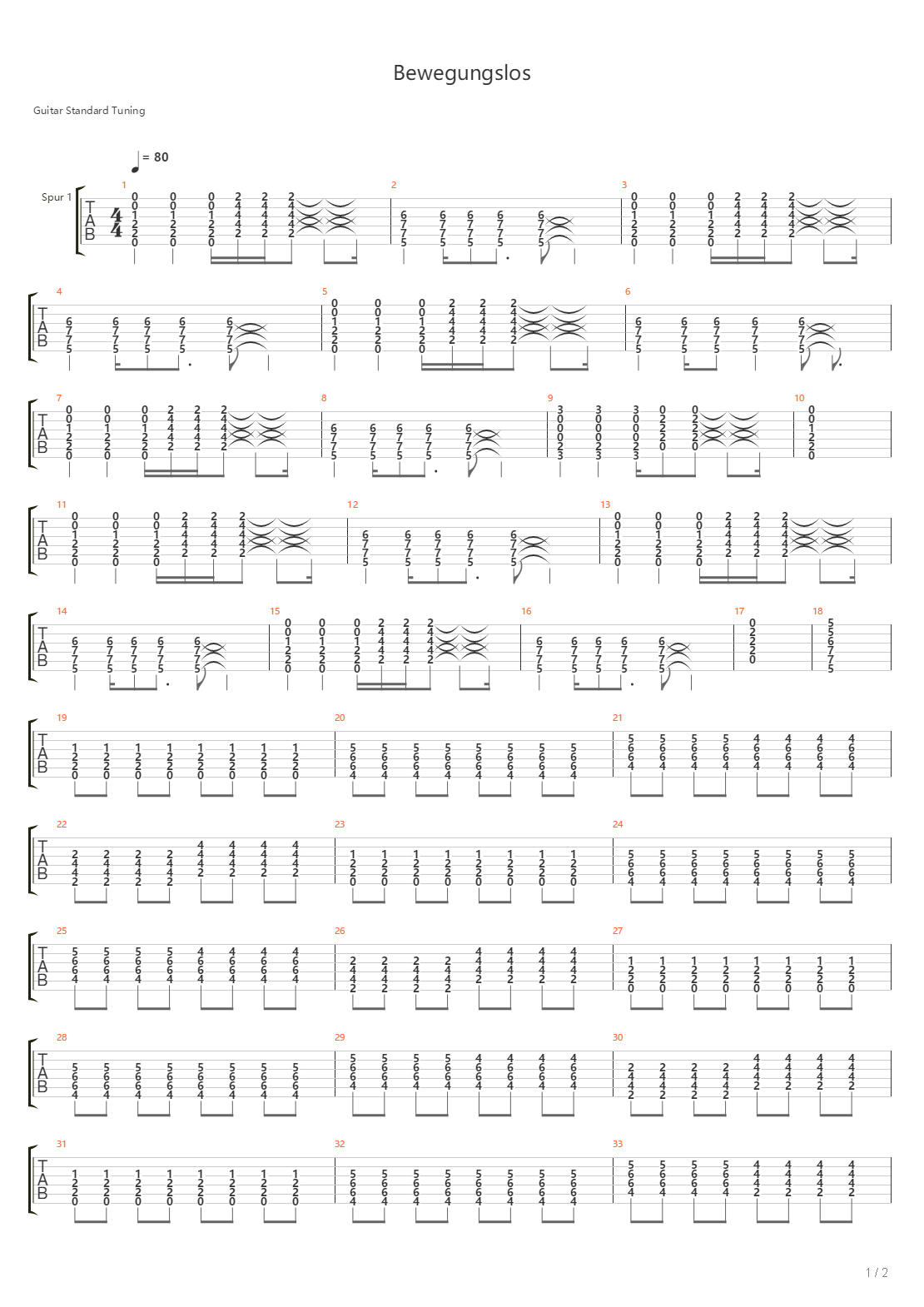 Bewegungslos吉他谱